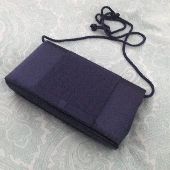 navy evening bag with strap